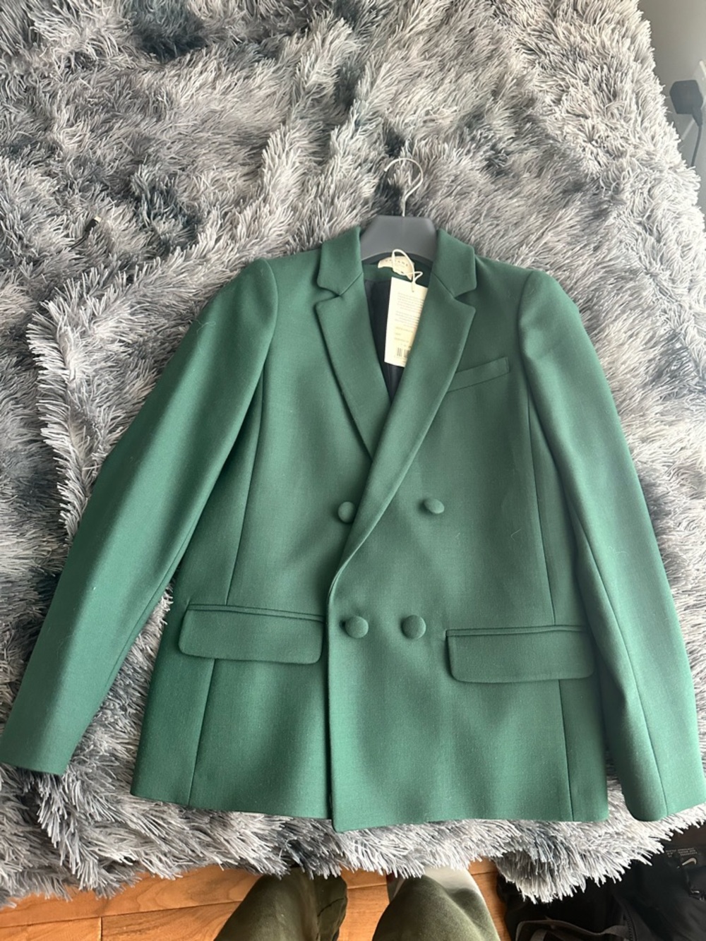 Sézane Green Double-Breasted Blazer